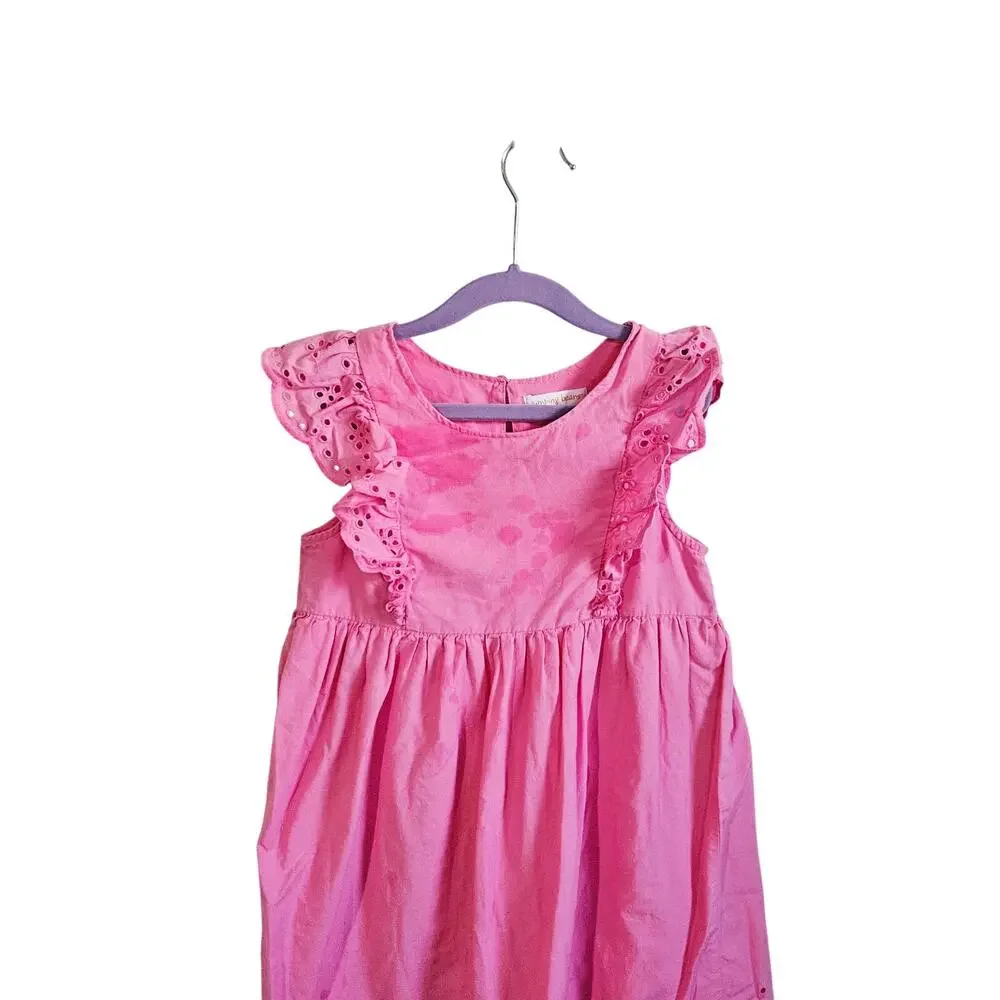 Jumping Beans Girls Size 6X Eyelet Lace Ruffle Dress Pink Cotton Cottagecore